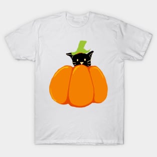 Black Cat In A Pumpkin T-Shirt